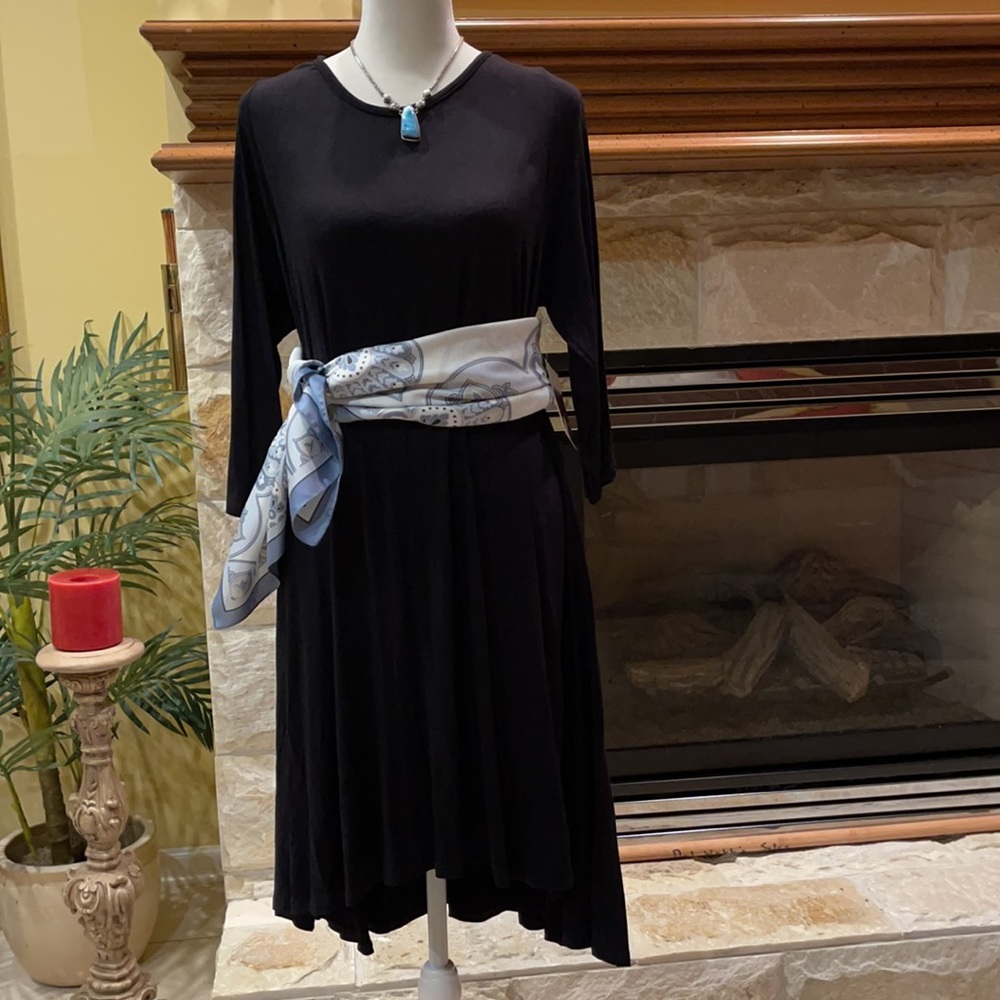NWT beautiful black midi length hi lo Dress